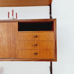 Mid century Danish Teak single Wall Unit with bar cabinet & Showcase by Poul Cadovius for Royal Denmark, 1960s image 8