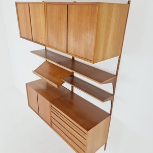 Mid century Danish Teak Wall Unit with records cabinet and magazine rack by Poul Cadovius for Cado, Denmark, 1960s image 4