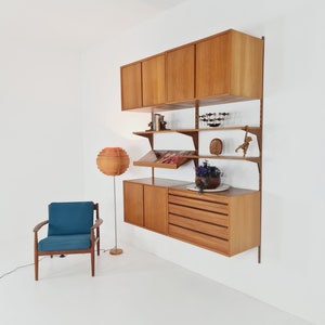 Mid century Danish Teak Wall Unit with records cabinet and magazine rack by Poul Cadovius for Cado, Denmark, 1960s image 2