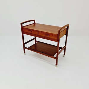 Vintage mid century danish trolley in solid teak/ bar cart By Salling Stolefabrik, 1960s