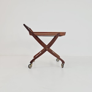 Vintage mid century Danish folding in solid teak trolley 1960s