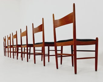 Vintage Mid Century teak dining chairs By H. vestervig Eriksen for Brdr. Trombrg 1960s, Set of 6