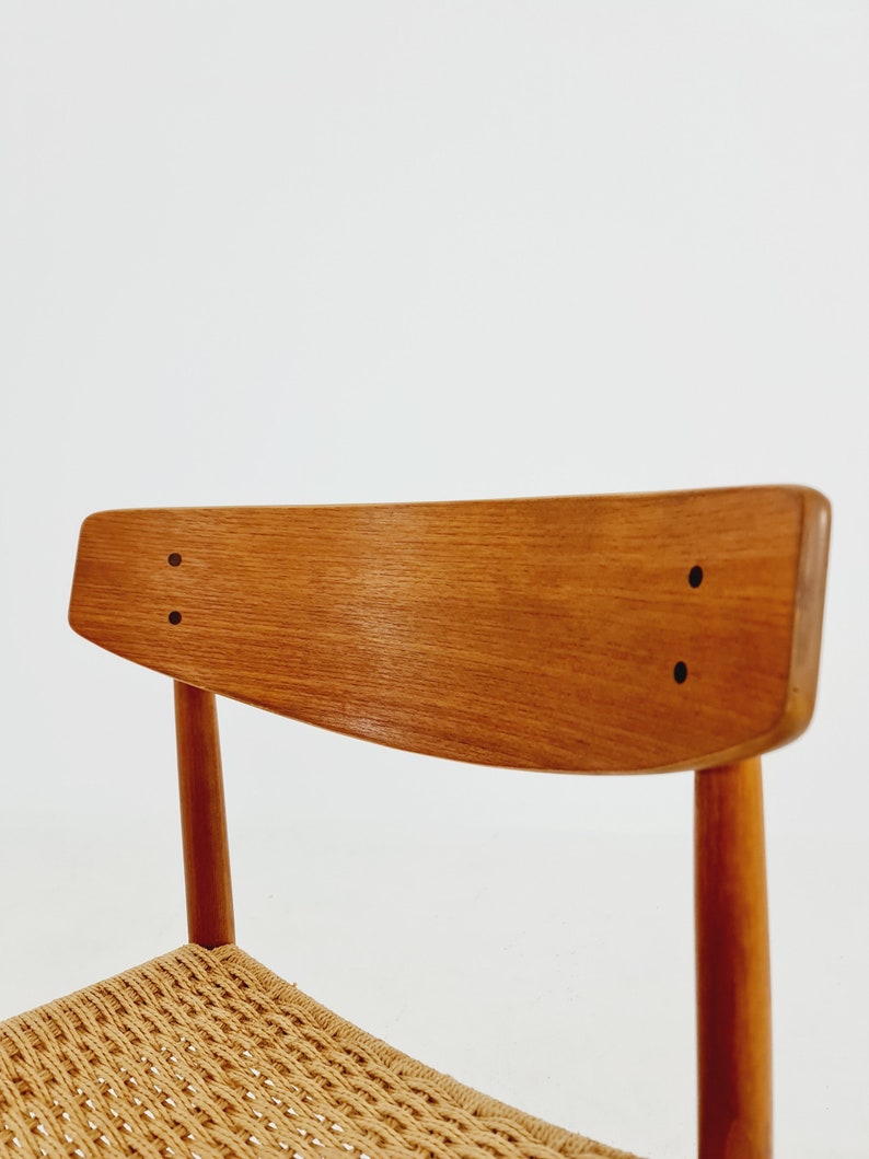 Danish teak & danish cord dining chair by A.M Mobler model 501 1960s, image 7