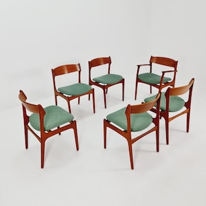 Vintage Danish teak dining/desk chairs by Erik Buch for O D Möbler, 1960s Set of 6