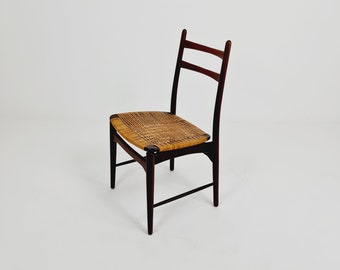 German teak & rattan dining chair by Georg Leowald for wilkhan 1960s,