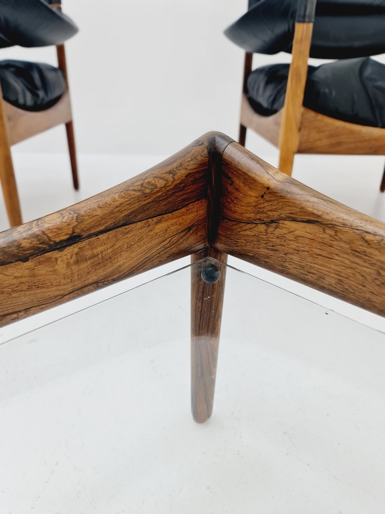 1 van 5 Midden-eeuwse Deense palissander fauteuil, tafel van Kristian Vedel Modus voor Willadsen Møbelfabrik, jaren 60 afbeelding 7