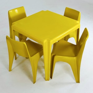Space age Set of Dining table + 4 chairs Bofinger BA1171 chair by Helmut Bätzner, 1970