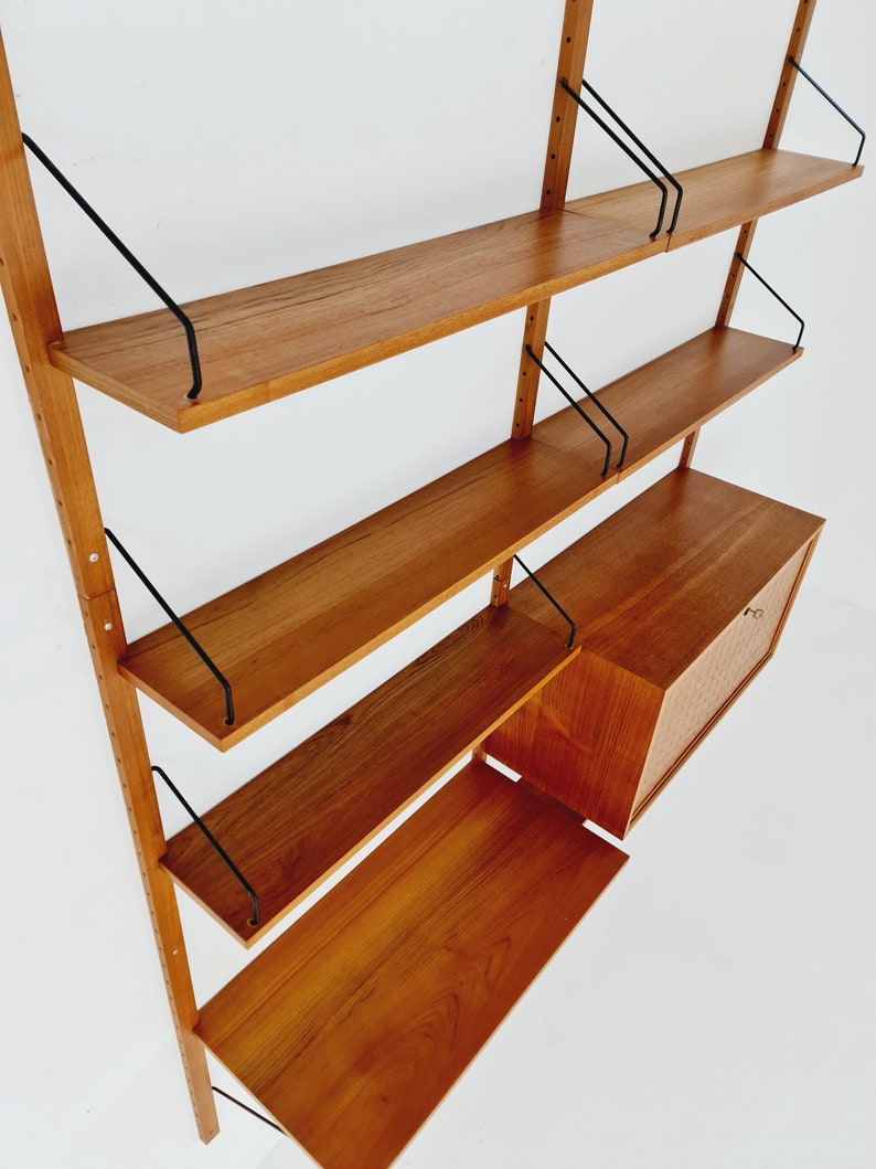 Mid century Danish Teak Wall Unit with bar cabinet & Desk by Poul Cadovius for Royal, Denmark, 1960s image 8