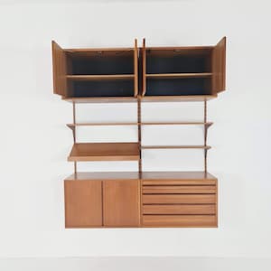 Mid century Danish Teak Wall Unit with records cabinet and magazine rack by Poul Cadovius for Cado, Denmark, 1960s image 10