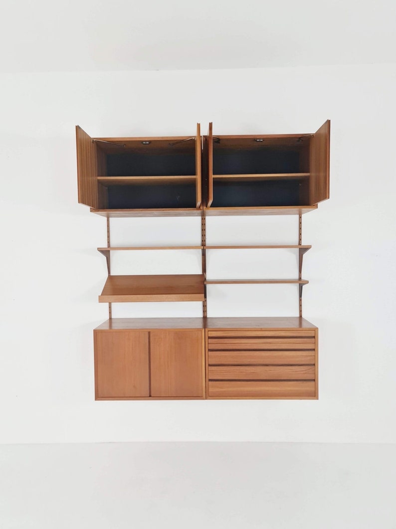 Mid century Danish Teak Wall Unit with records cabinet and magazine rack by Poul Cadovius for Cado, Denmark, 1960s image 10