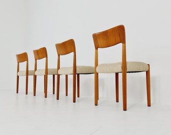 Vintage Danish solid teak dining chairs by Glostrup, , 1960s, Set of 4