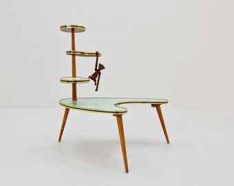 Big 1950s German Plant Stand, Colorful Vintage Mid-Century Minimalist Indoor Plant Stand Side Table Retro flower table