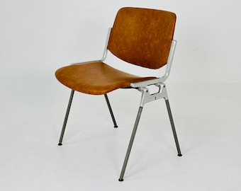Mid century leather Italian Castelli Chair by Giancarlo Piretti 1980s