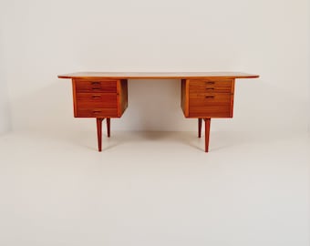 Danish solid mahogany Model Executive Desk by Gunni for Omann jun, 1950s