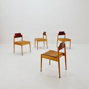 1 of 6 Vintage Teak German Dining Chairs by Egon Eiermann for Wilde and Spieth  , 1950s,