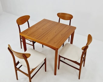 Danish Henning Kjaernulf rectangular teak table with two extension leaves, Denmark 1960s