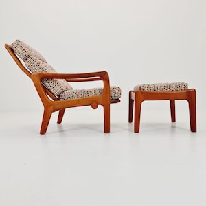 Mid-century Rare Danish Solid Teak Lounge Chair With Ottoman by