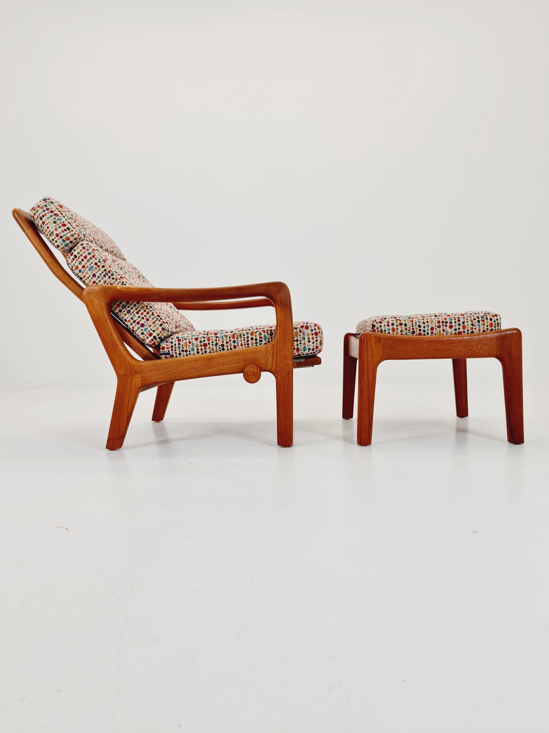 本日限定価格　Private 0204 KristenseN DU NORD Mid-century Rare Danish Solid Teak Lounge Chair With Ottoman by