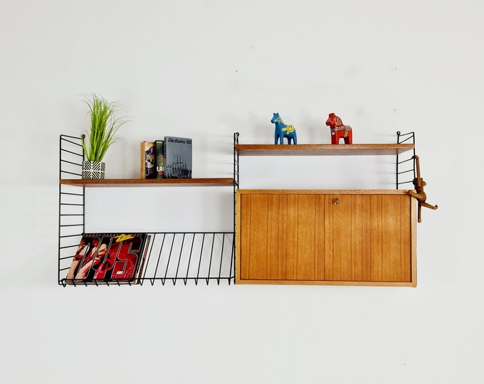 Wall-mounted Original Swedish String Shelf System, Bookcase Cabinet ...