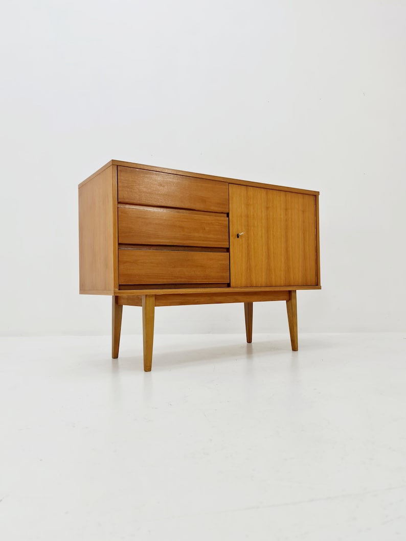 German Mid century Walnut wood chest of drawe, sideboard by FLB Möbel Fabrik , 1950s image 5