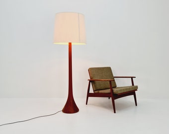 Rare large Midcentury Danish floor lamp by KIRK solid teak, 1960s