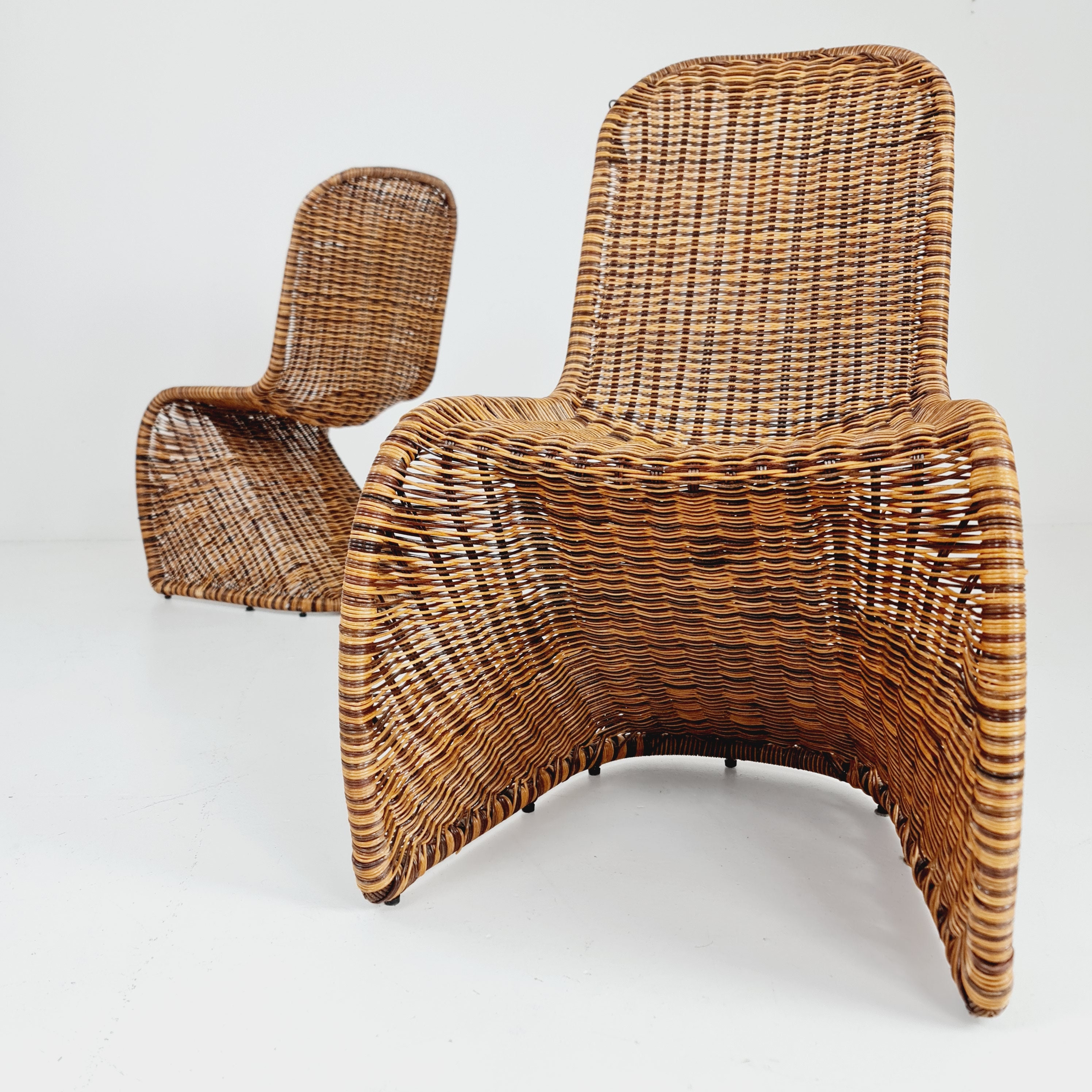 Mid Century Wicker Chairs Style of Verner Panton Germany Set of 2