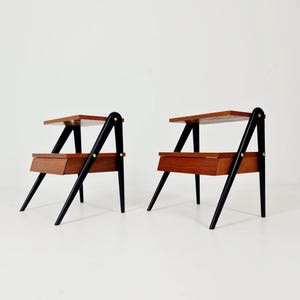 Pair of Danish teak vintage bedside tables/ night stands, 1960s