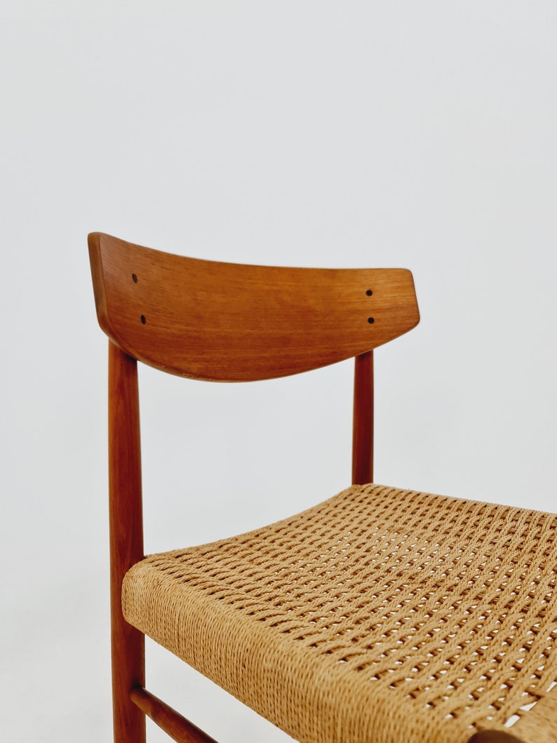 Danish teak & danish cord dining chair by A.M Mobler model 501 1960s, image 2