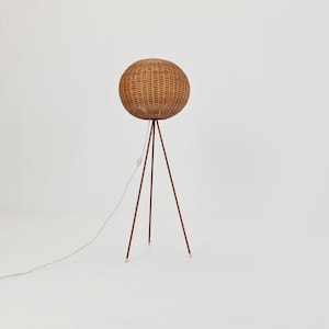 Mid century German tripod floor lamp teak wood , 1960s