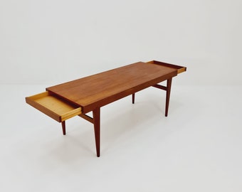 Danish Mid century Teak Coffee Table with 2 drawers by Silkeborg Denmark, 1960s