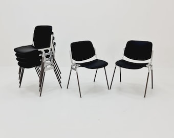1 / 6 Italian black leatherite Castelli chairs by Giancarlo Piretti, 1970s