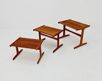 Midcentury Danish Solid teak Nesting Tables by Kai Kristiansen for skovamand & Andersen, 1960s