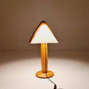 Vintage Danish ash wood large table lamp, 1980s image 9