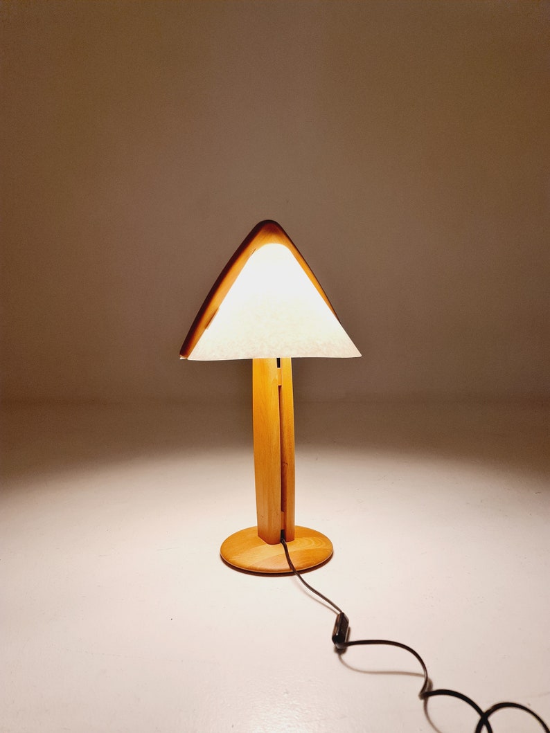 Vintage Danish ash wood large table lamp, 1980s image 9