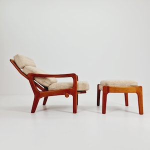 Mid-century Rare Danish Solid Teak Lounge Chair With Ottoman by