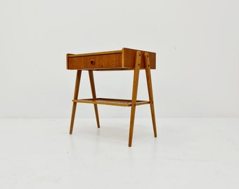 Danish Midcentury Side table/ Bedside table/ Night stand rattan and teak,