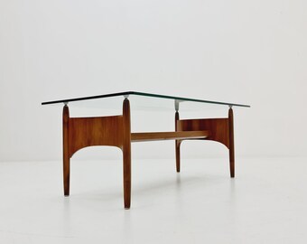 On hold Vintage walnut and glass coffee table attributed to Sven Ellekaer, 1960s