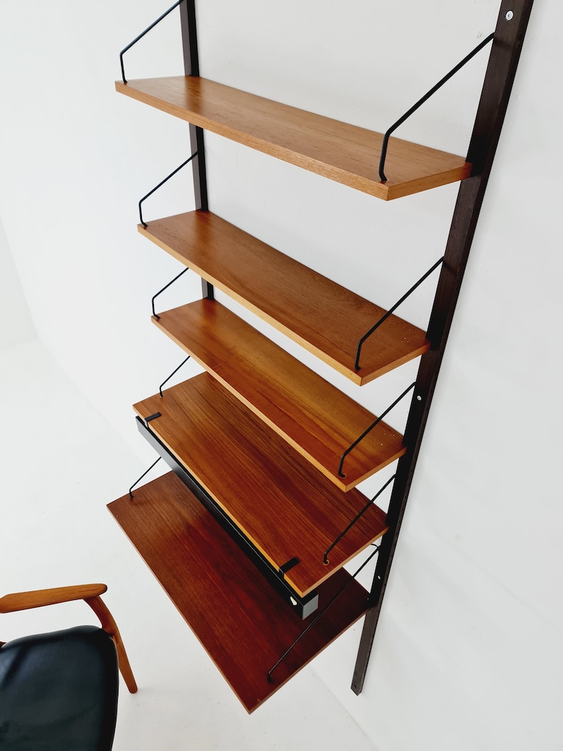 Midcentury Danish Teak Shelving Unit With Desk & light, by Poul Cadovius, 1960s image 4