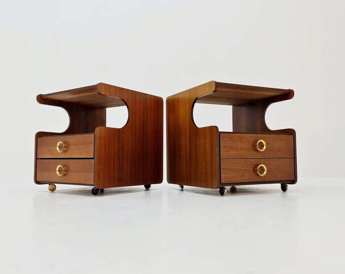 1 of 2 German Mid Century Walnut Nightstands/ Bedside Table by Wk Möbel, 1970s - Etsy
