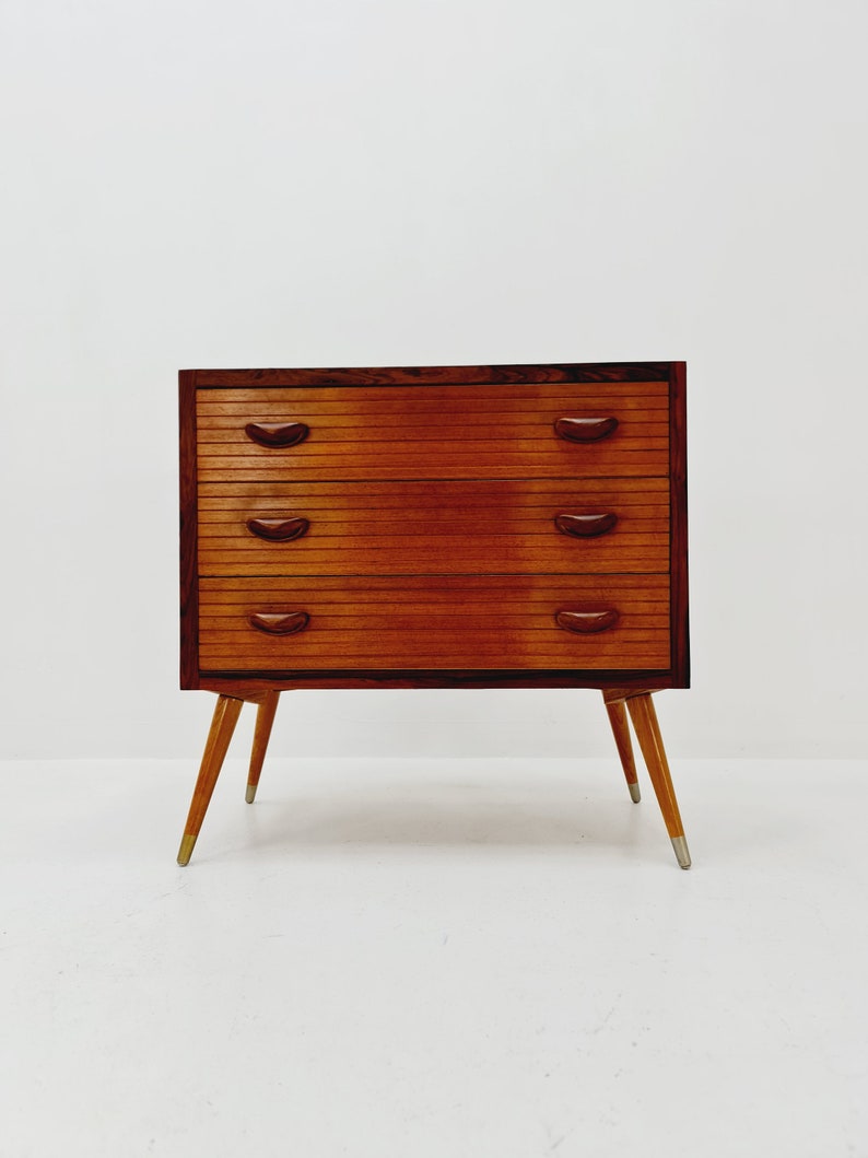 Rare Mid century Modern German teak & rosewood chest of drawers by Ernst Dieter Hilker, 1960s image 1