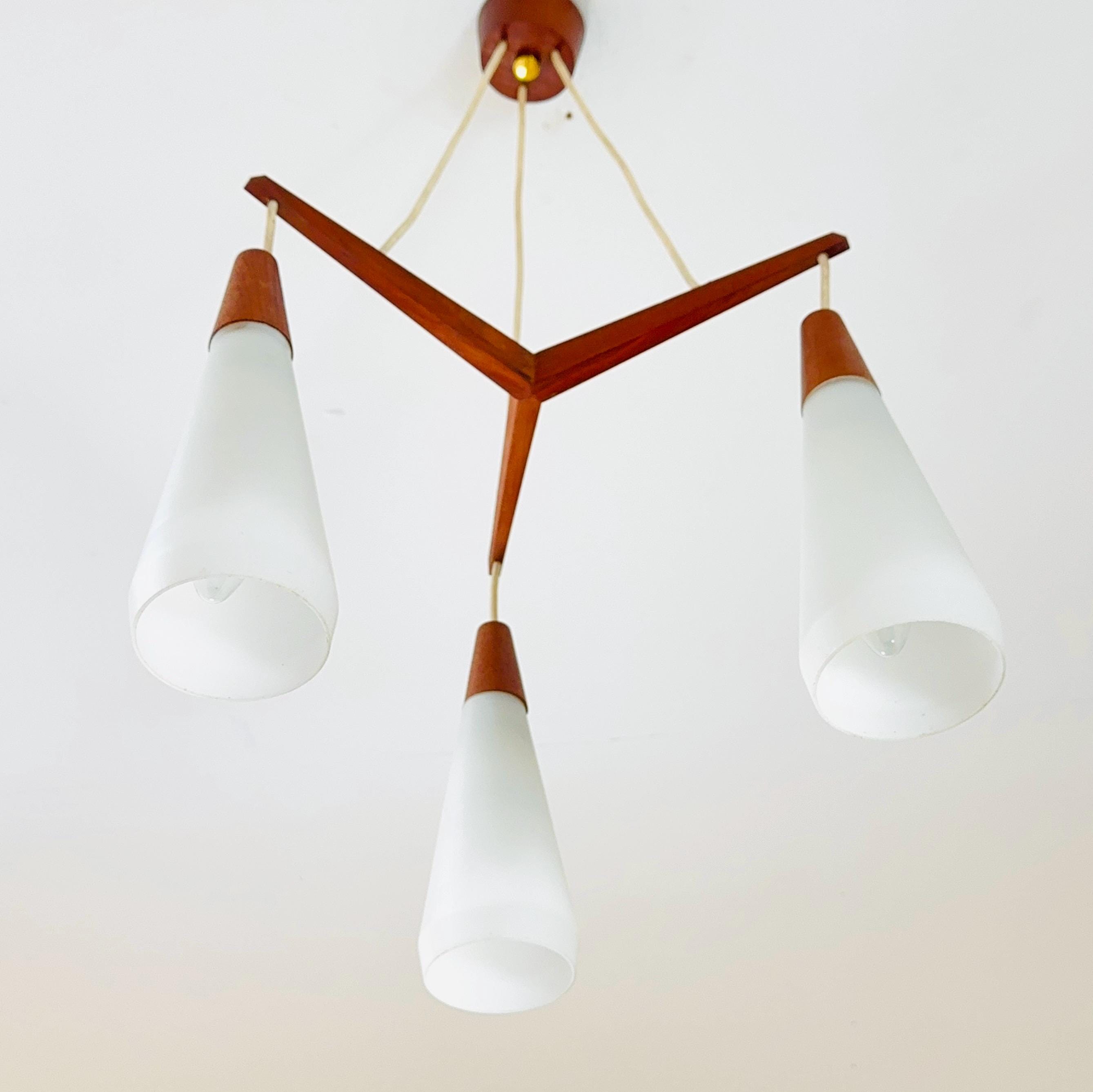 Mid Century Danish Teak & Opal Glass Pendant Lamp 1960s Denmark - Etsy