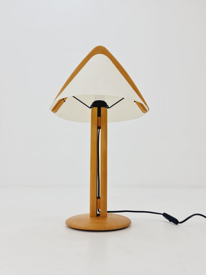 Vintage Danish ash wood large table lamp, 1980s image 3