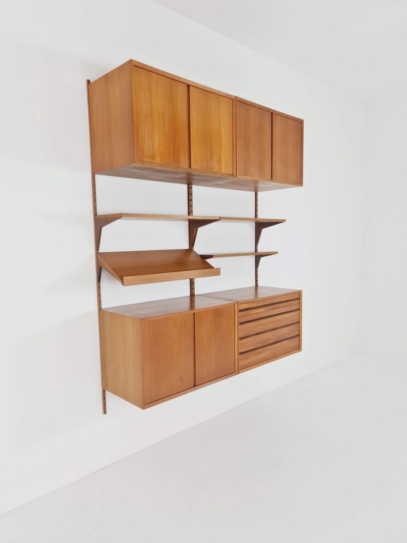 Mid century Danish Teak Wall Unit with records cabinet and magazine rack by Poul Cadovius for Cado, Denmark, 1960s image 9