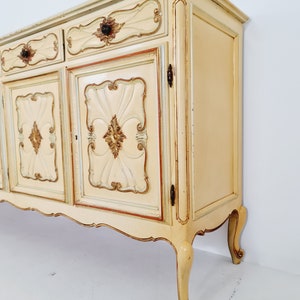 Super rare antique French Giant Venetian white lacquered sideboard Louis XIV image 6