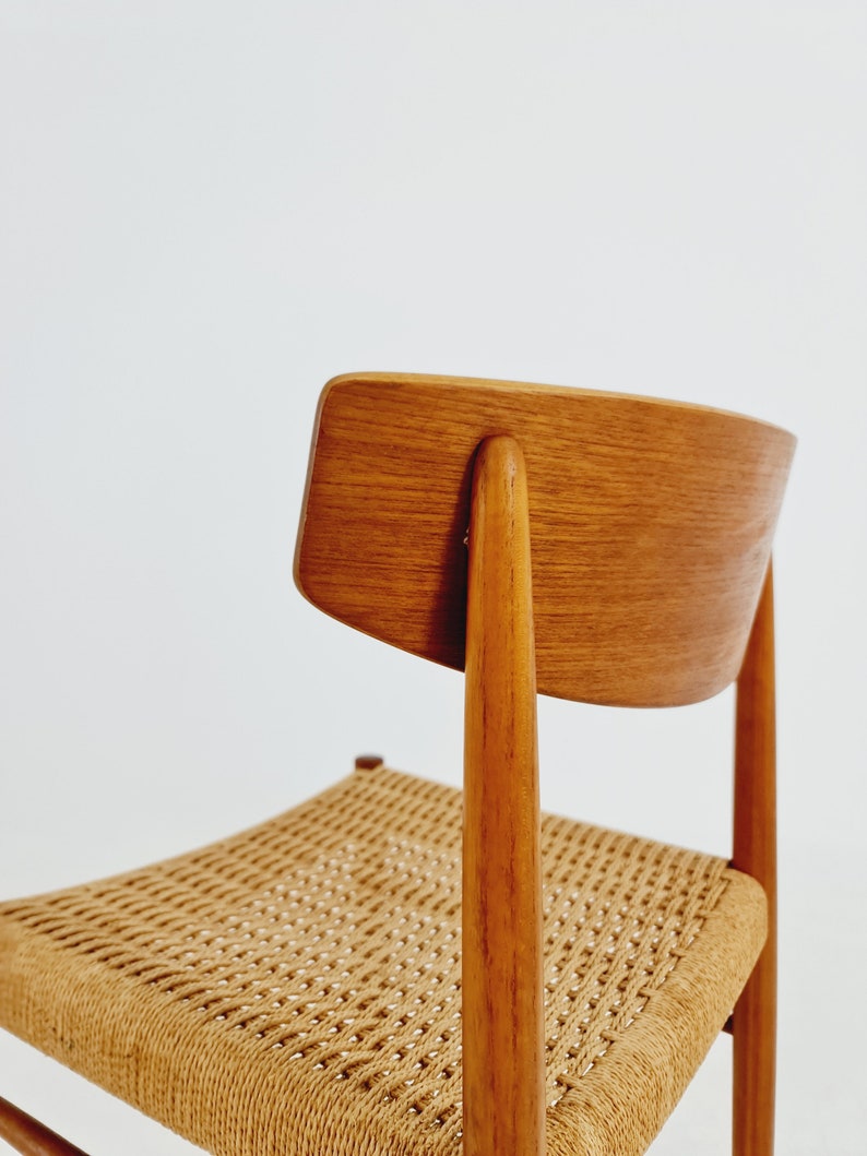 Danish teak & danish cord dining chair by A.M Mobler model 501 1960s, image 9