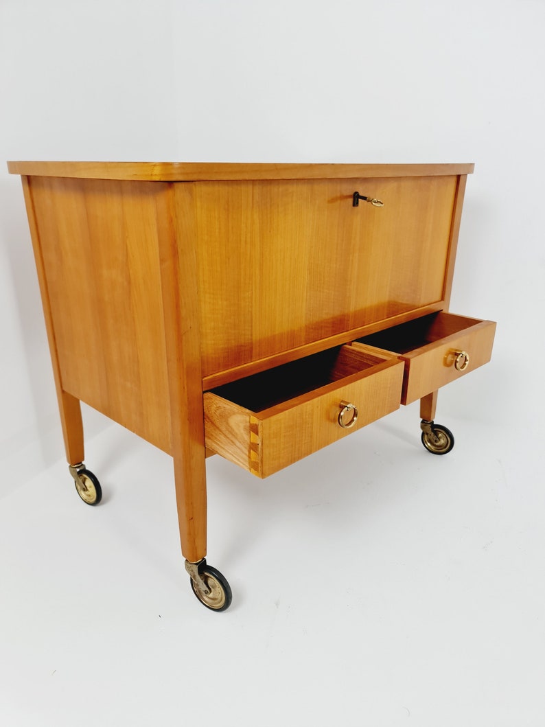 Mid Century Modern German oak vanity table/ make up table from the 60s image 5