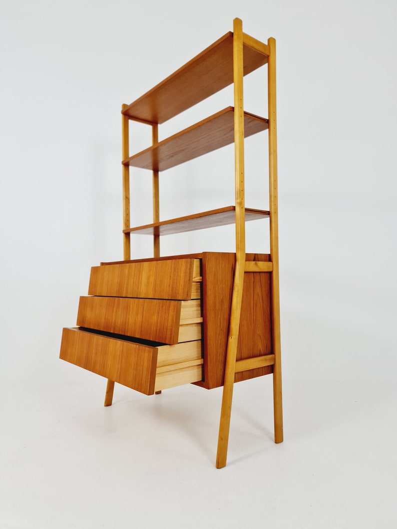 Danish freestanding Midcentury vintage bookshelf system / bookcase teak by Bengt Ruda, 1960s Bild 5