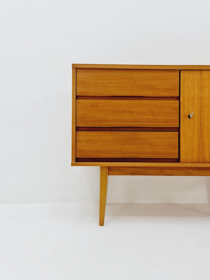 German Mid century Walnut wood chest of drawe, sideboard by FLB Möbel Fabrik , 1950s image 10