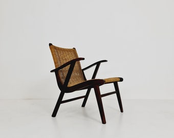 Midcentury vintage paper cord armchair by Vroom & Dreesmann, Netherlands, 1950s