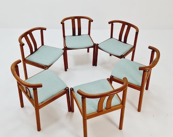 1960s デンマーク製 ウォルナット×チーク ダイニングチェア 仕上済④ デンマーク製 ヴィンテージ チーク ダイニングチェア 4脚セット